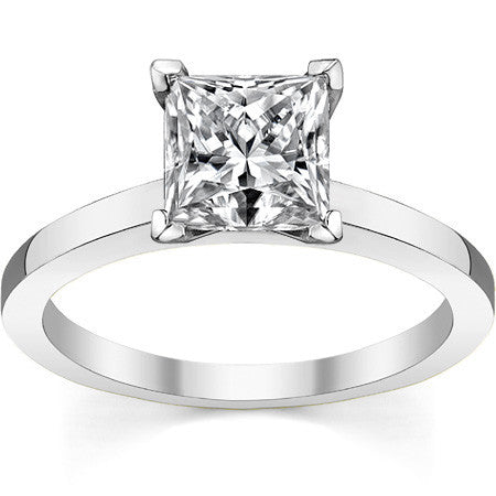 Flat Shoulder Moissanite Solitaire Ring