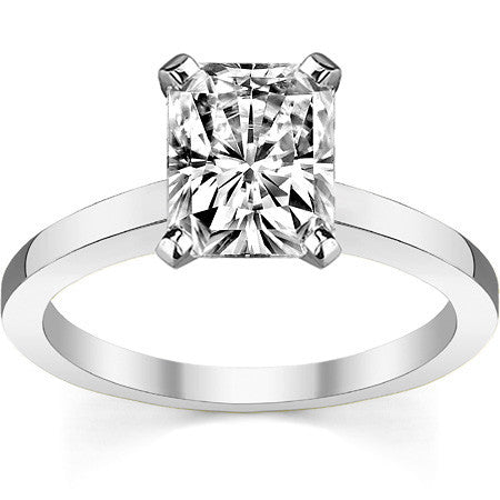 Flat Shoulder Moissanite Solitaire Ring