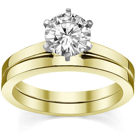 Flat Shoulder Moissanite Solitaire Ring