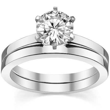 Flat Shoulder Moissanite Solitaire Ring