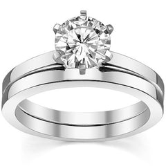 Flat Shoulder Moissanite Solitaire Ring