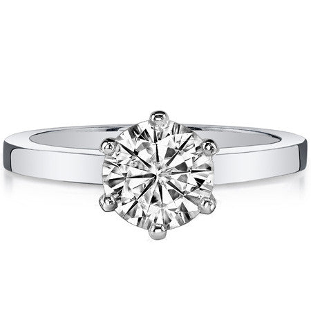 Flat Shoulder Moissanite Solitaire Ring