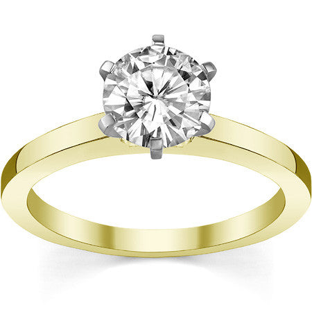 Flat Shoulder Moissanite Solitaire Ring