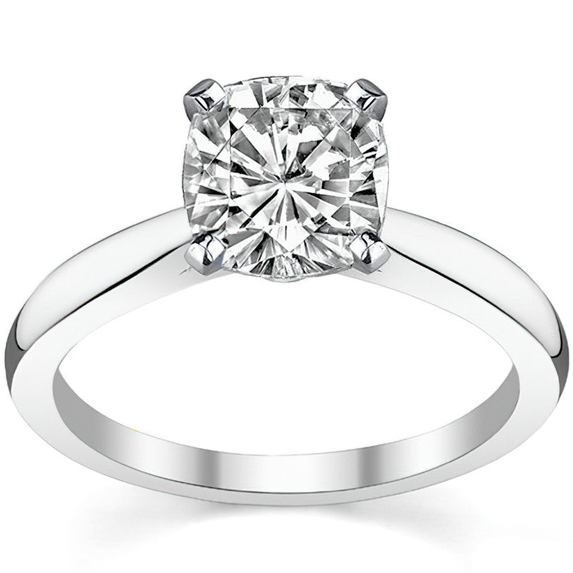 Tapered Cathedral Moissanite Solitaire Ring