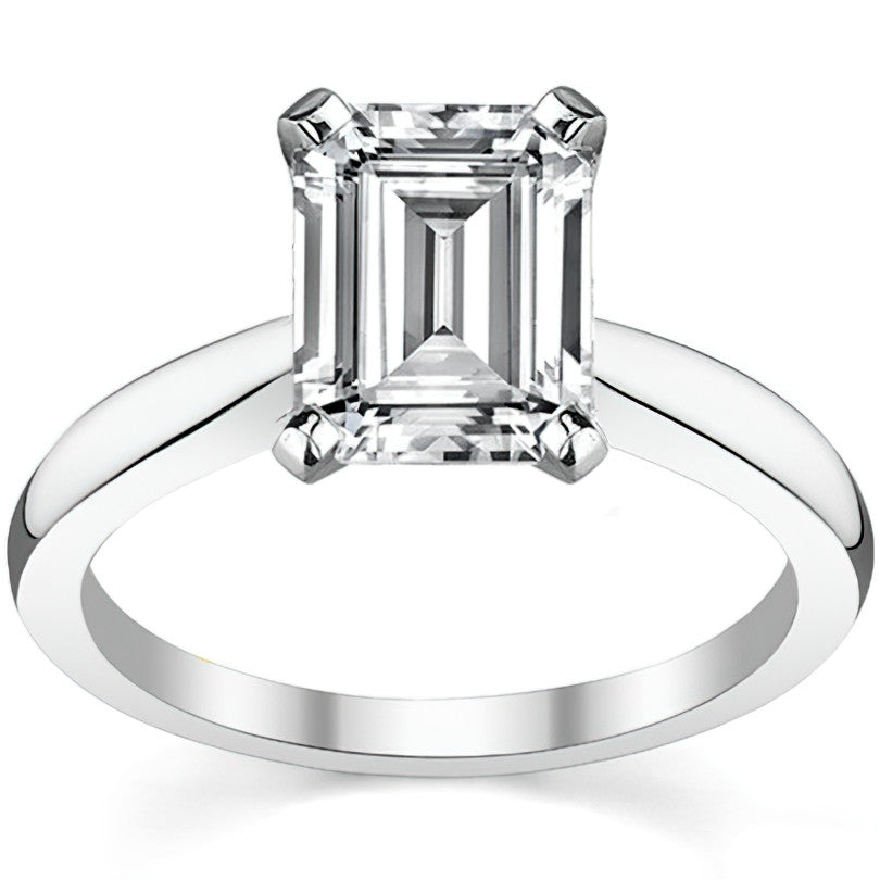 Tapered Cathedral Moissanite Solitaire Ring