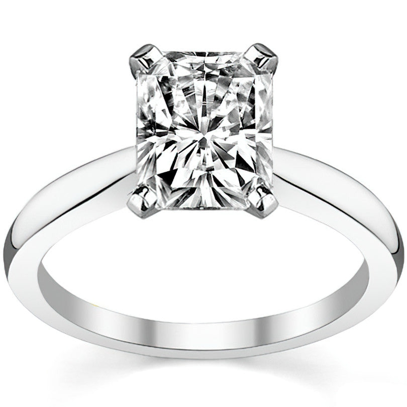 Tapered Cathedral Moissanite Solitaire Ring