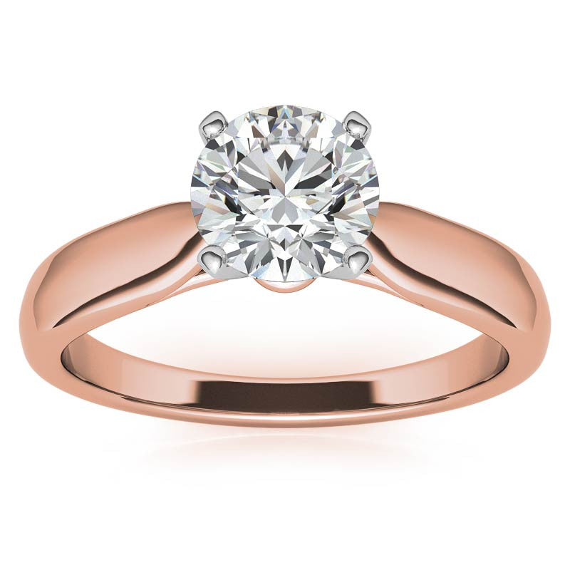 Tapered Cathedral Moissanite Solitaire Ring