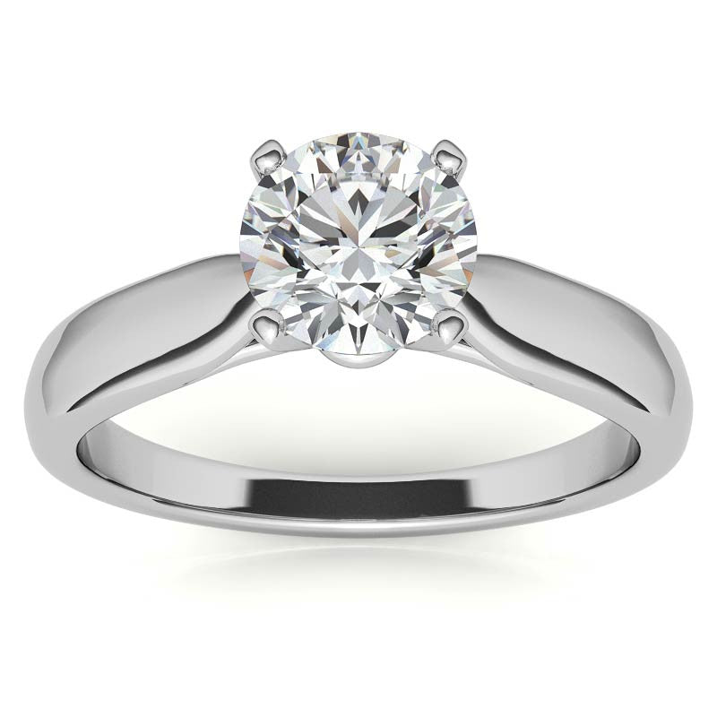 Tapered Cathedral Moissanite Solitaire Ring