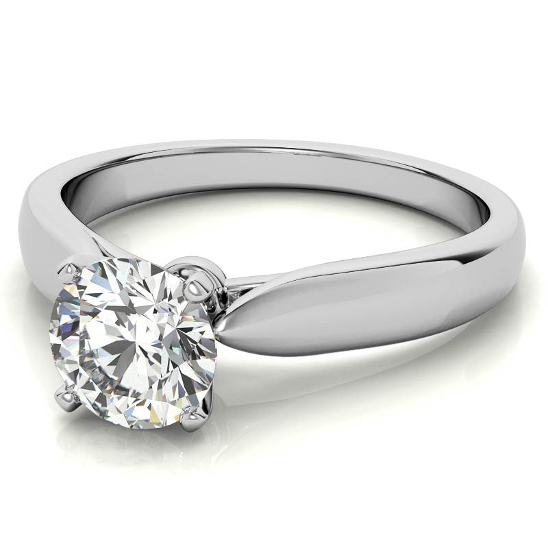 Tapered Cathedral Moissanite Solitaire Ring