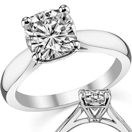 Cushion Moissanite Cathedral Solitaire Ring