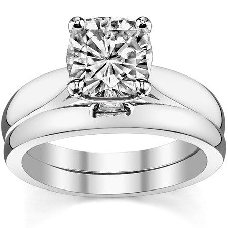 Cushion Moissanite Cathedral Solitaire Ring