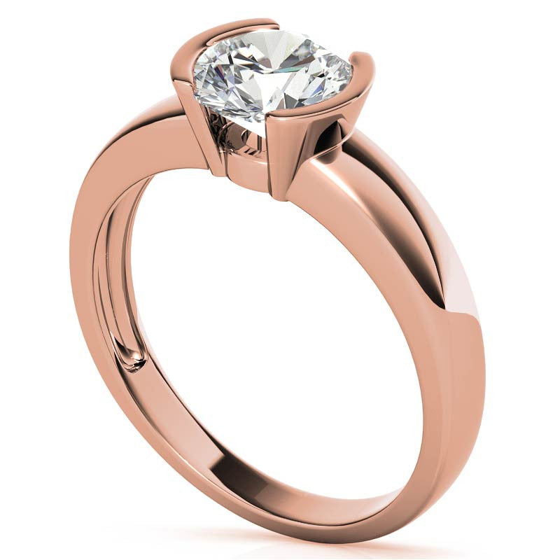 Semi-Bezel Round Brilliant Moissanite Solitaire Ring