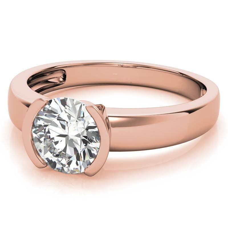 Semi-Bezel Round Brilliant Moissanite Solitaire Ring