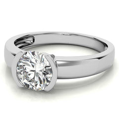Semi-Bezel Round Brilliant Moissanite Solitaire Ring