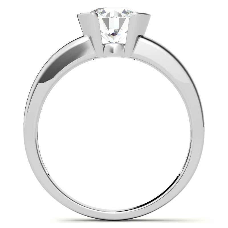 Semi-Bezel Round Brilliant Moissanite Solitaire Ring