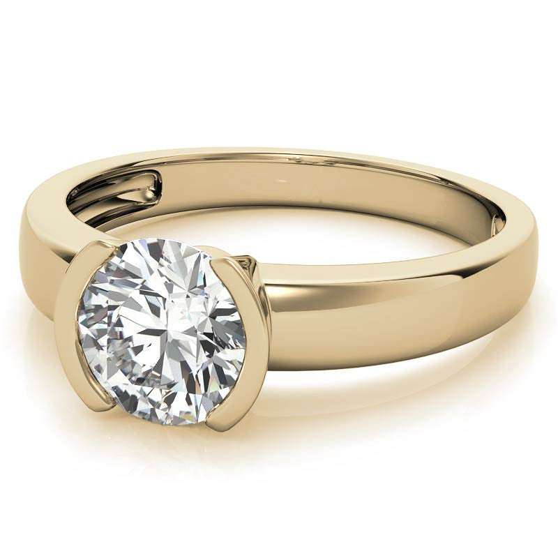 Semi-Bezel Round Brilliant Moissanite Solitaire Ring