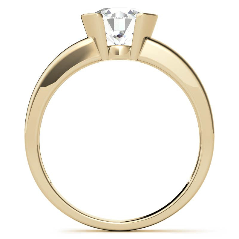Semi-Bezel Round Brilliant Moissanite Solitaire Ring