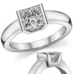 Semi-Bezel Princess Modern Style Solitaire Ring