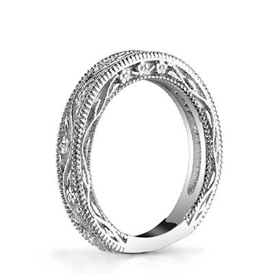 Moissanite Engraved Floral Design Solitaire Ring