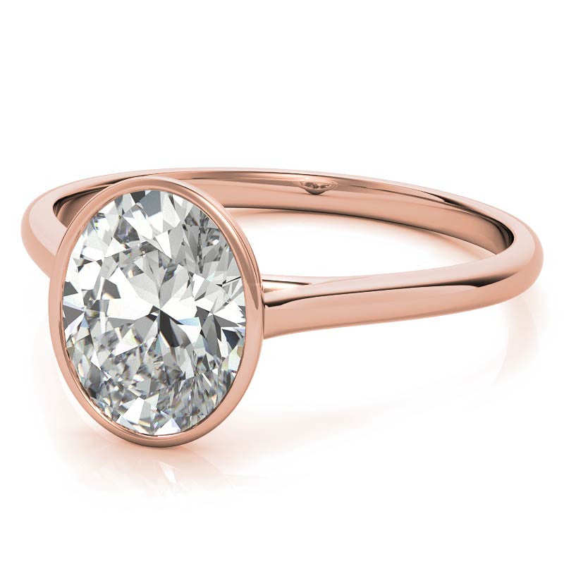 Petite Bezel Oval Moissanite Solitaire Ring