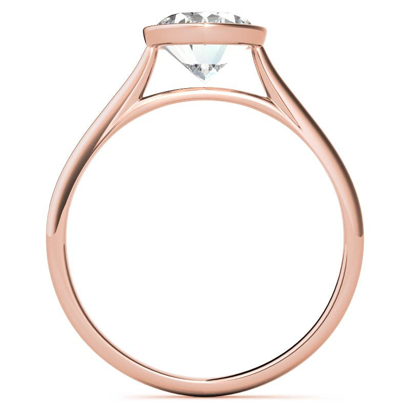 Petite Bezel Oval Moissanite Solitaire Ring