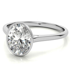 Petite Bezel Oval Moissanite Solitaire Ring