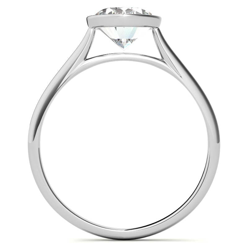 Petite Bezel Oval Moissanite Solitaire Ring