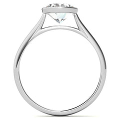 Petite Bezel Oval Moissanite Solitaire Ring