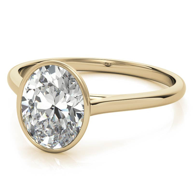 Petite Bezel Oval Moissanite Solitaire Ring