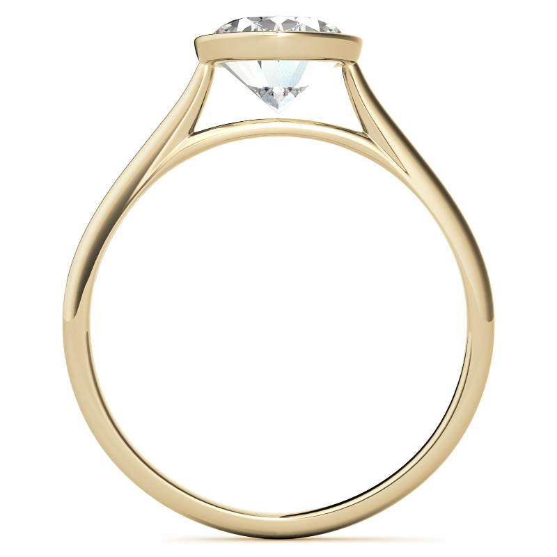 Petite Bezel Oval Moissanite Solitaire Ring