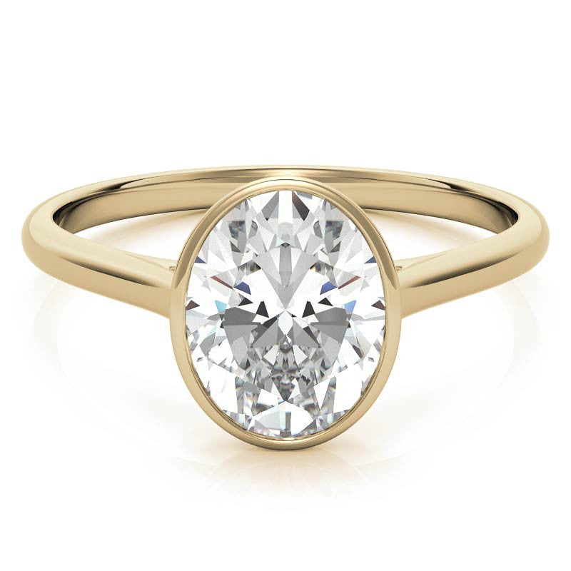 Petite Bezel Oval Moissanite Solitaire Ring