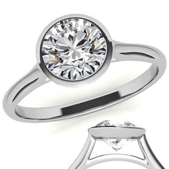Petite Bezel Round Brilliant Moissanite Solitaire Ring