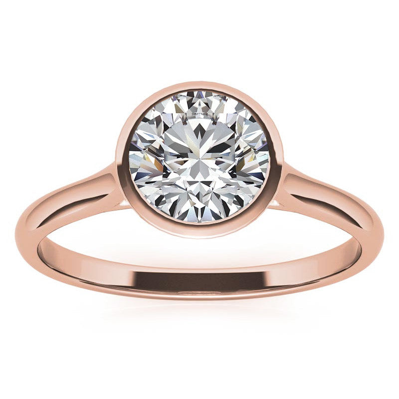 Petite Bezel Round Brilliant Moissanite Solitaire Ring