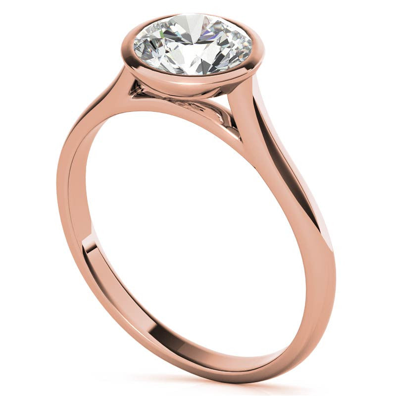 Petite Bezel Round Brilliant Moissanite Solitaire Ring