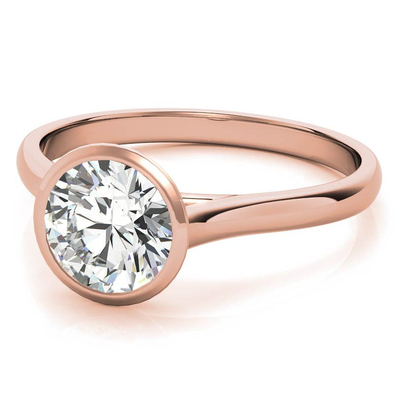 Petite Bezel Round Brilliant Moissanite Solitaire Ring