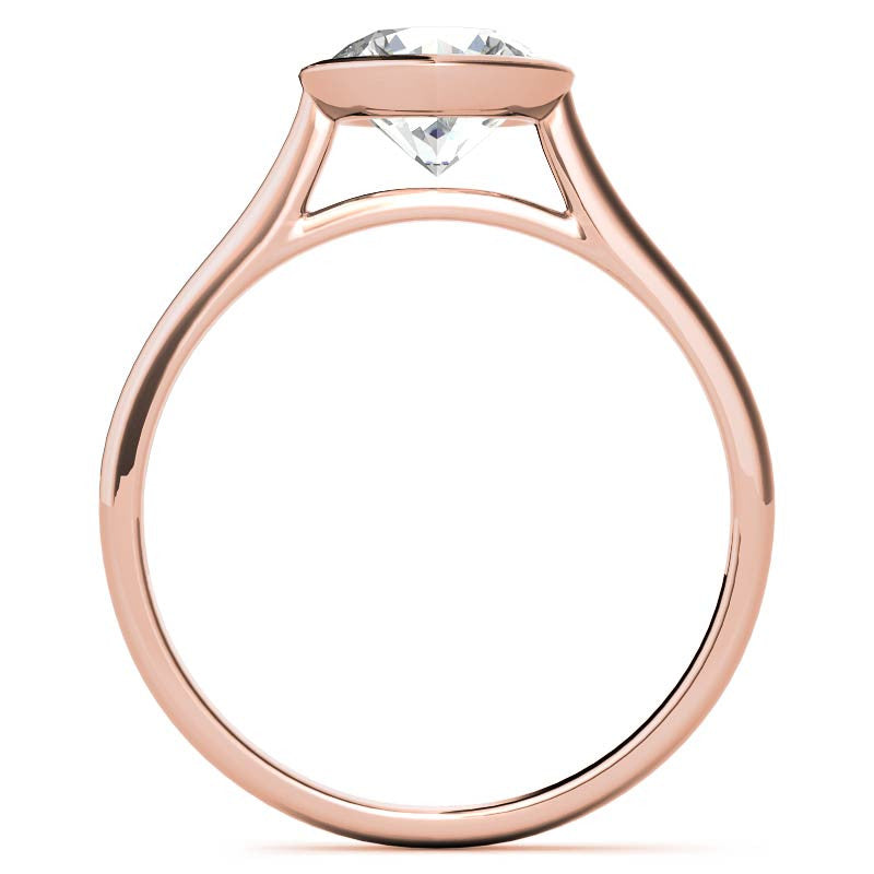 Petite Bezel Round Brilliant Moissanite Solitaire Ring