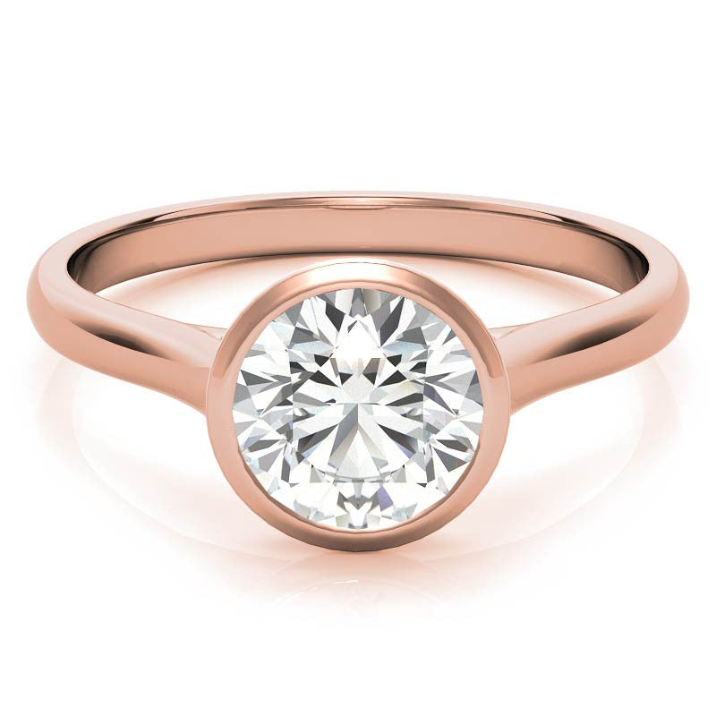 Petite Bezel Round Brilliant Moissanite Solitaire Ring