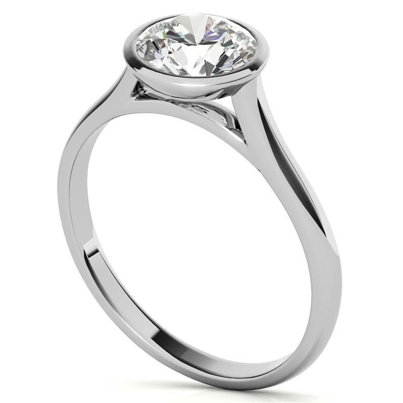 Petite Bezel Round Brilliant Moissanite Solitaire Ring