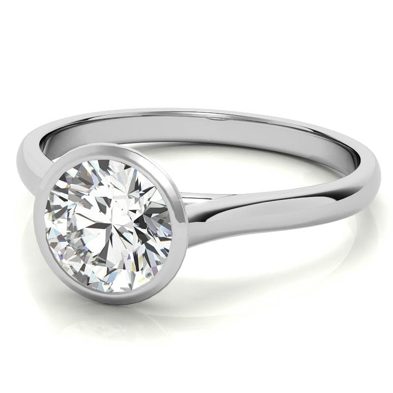 Petite Bezel Round Brilliant Moissanite Solitaire Ring