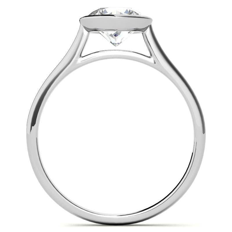 Petite Bezel Round Brilliant Moissanite Solitaire Ring