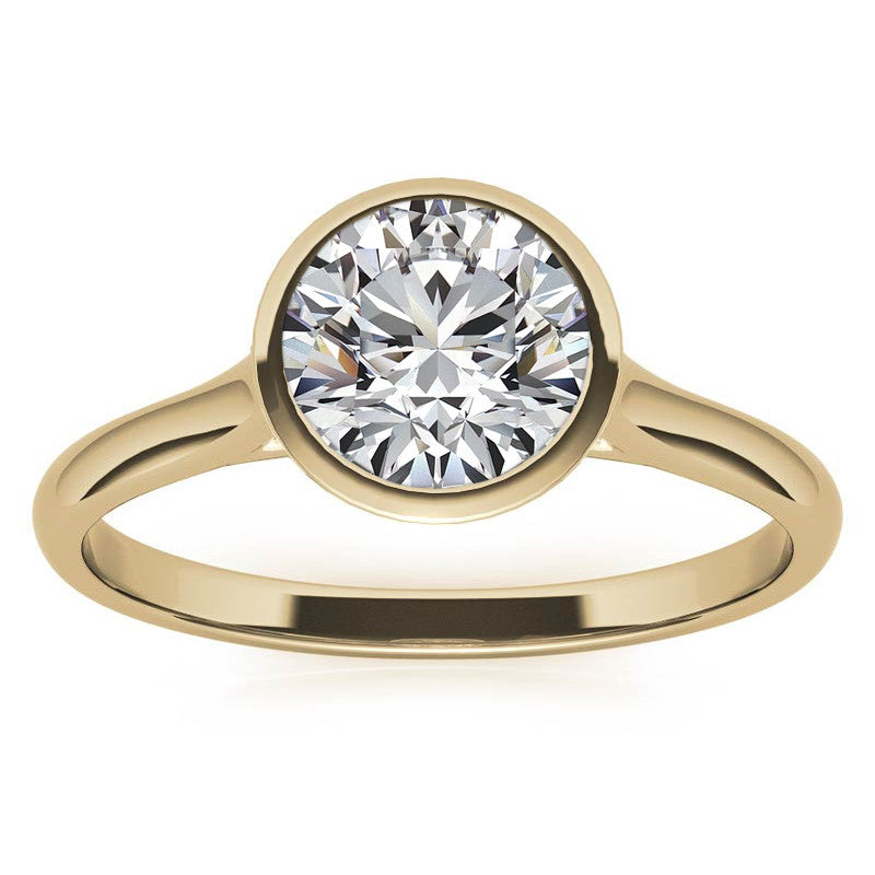 Petite Bezel Round Brilliant Moissanite Solitaire Ring