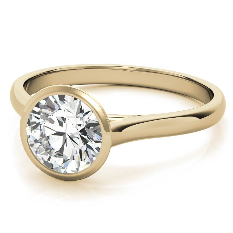Petite Bezel Round Brilliant Moissanite Solitaire Ring