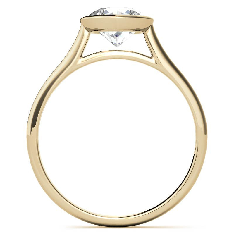 Petite Bezel Round Brilliant Moissanite Solitaire Ring