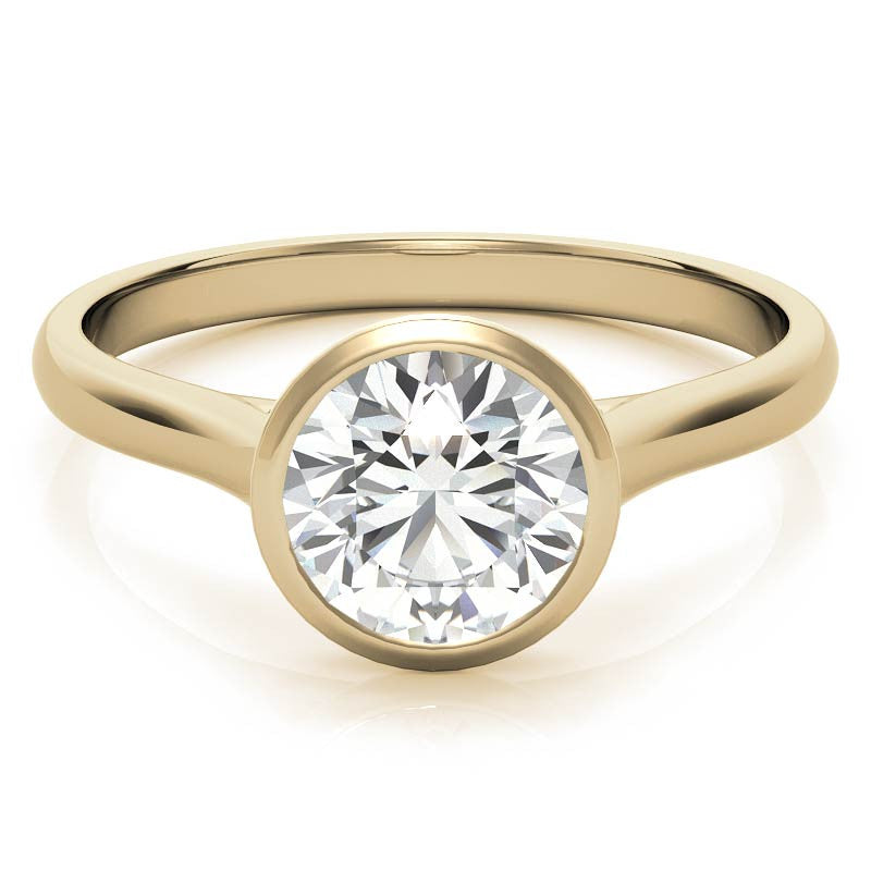 Petite Bezel Round Brilliant Moissanite Solitaire Ring