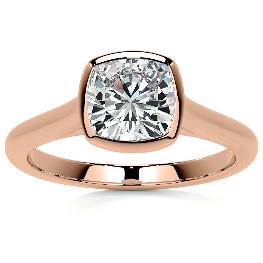 Petite Bezel Cushion Moissanite Solitaire Ring