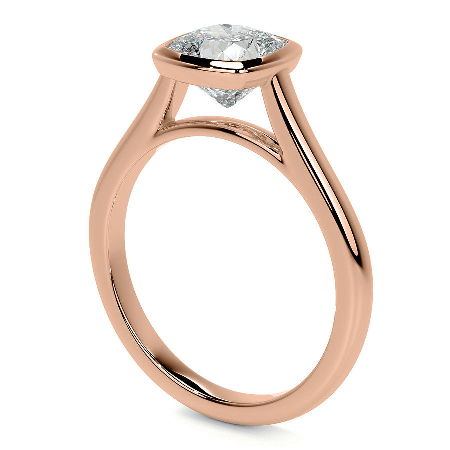 Petite Bezel Cushion Moissanite Solitaire Ring
