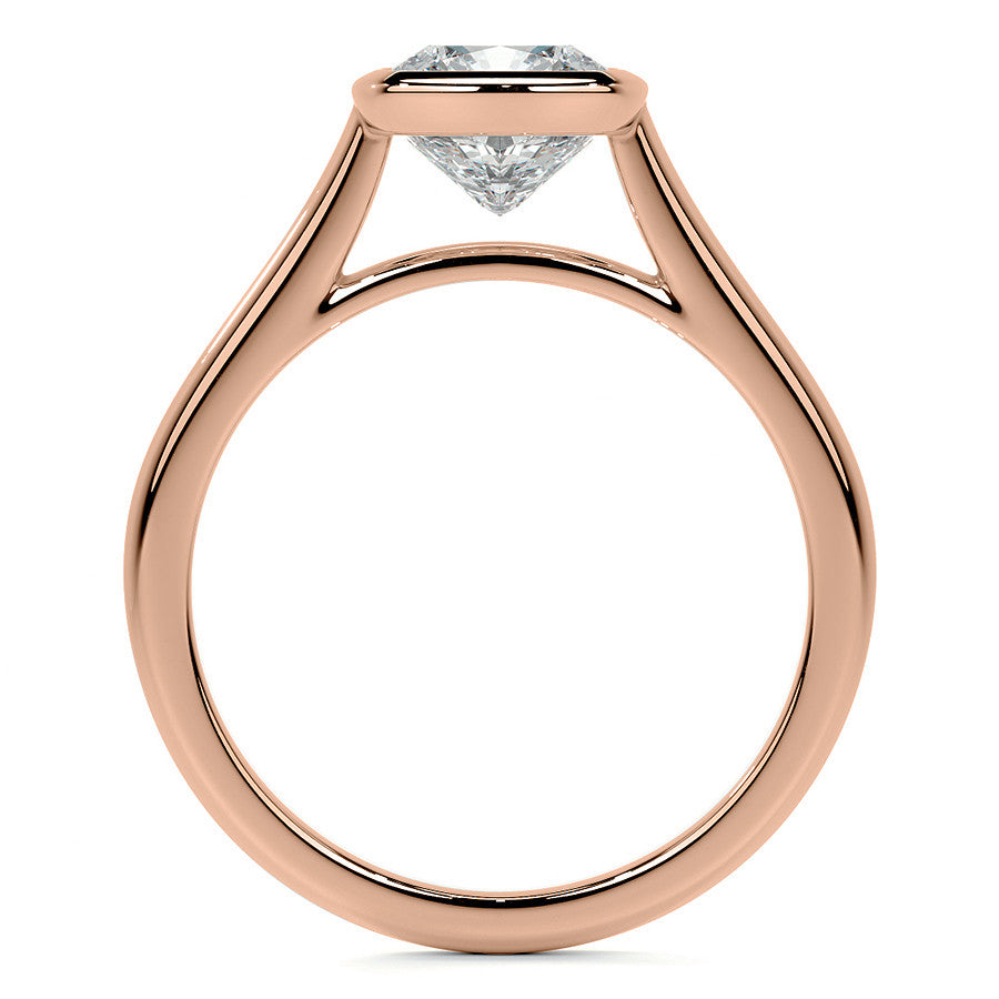 Petite Bezel Cushion Moissanite Solitaire Ring