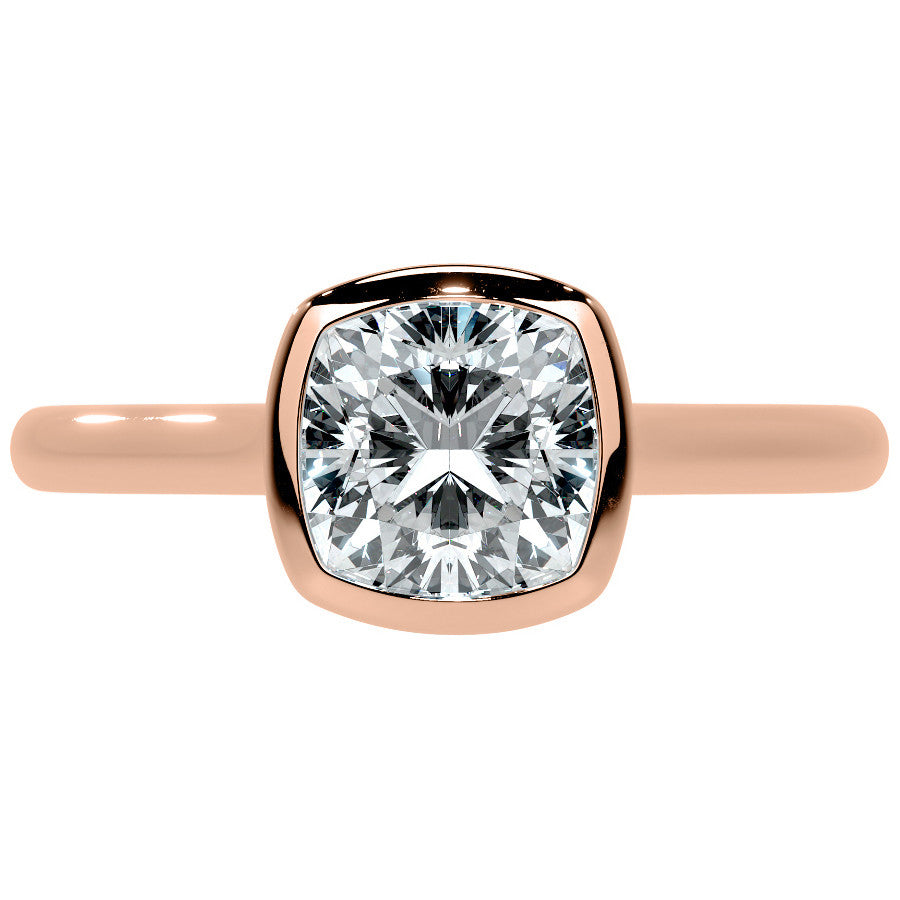Petite Bezel Cushion Moissanite Solitaire Ring