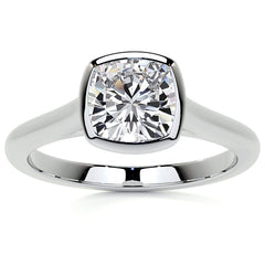 Petite Bezel Cushion Moissanite Solitaire Ring