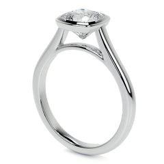 Petite Bezel Cushion Moissanite Solitaire Ring